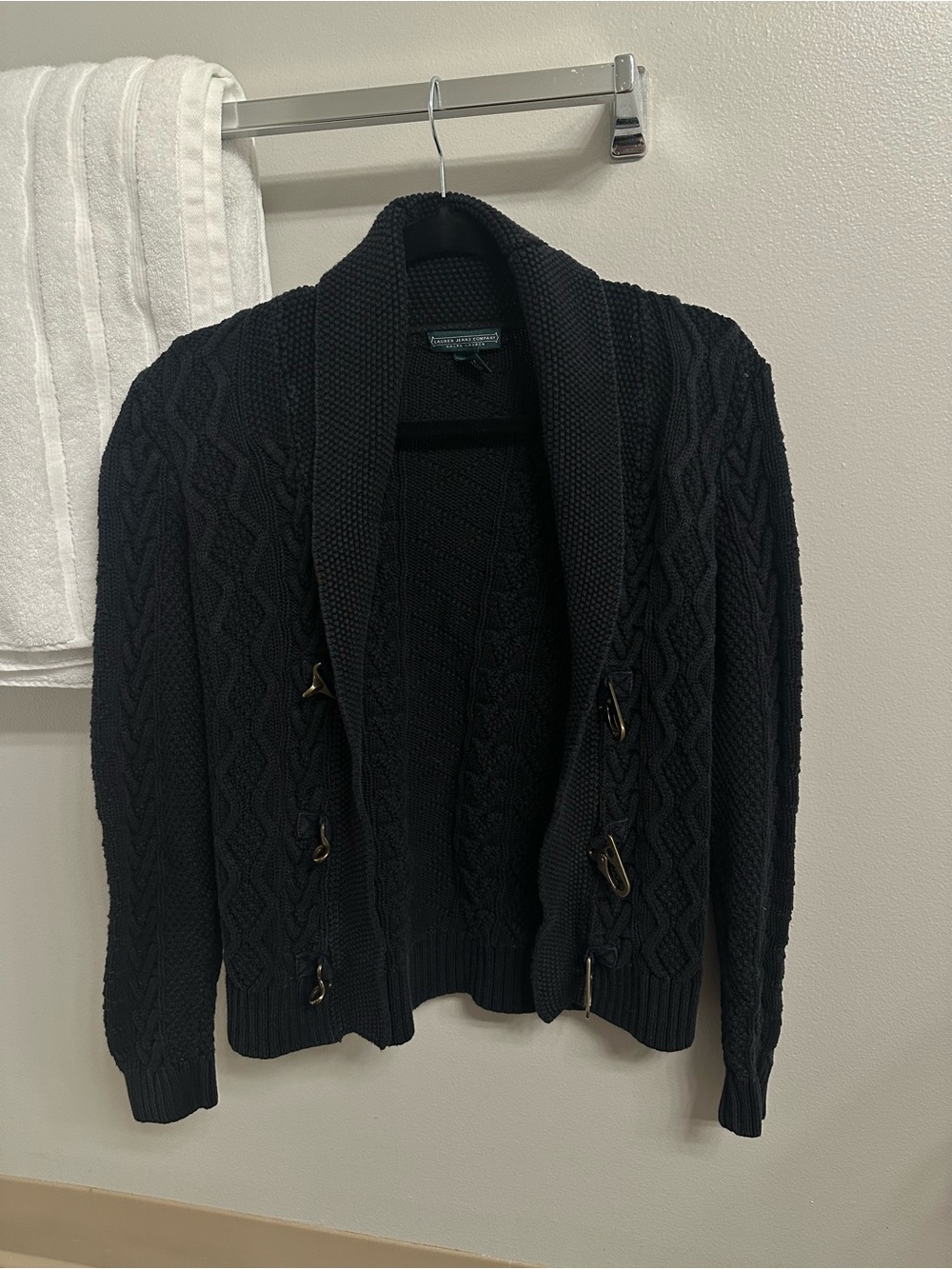 Ralph Lauren Black Cable Knit Cardigan